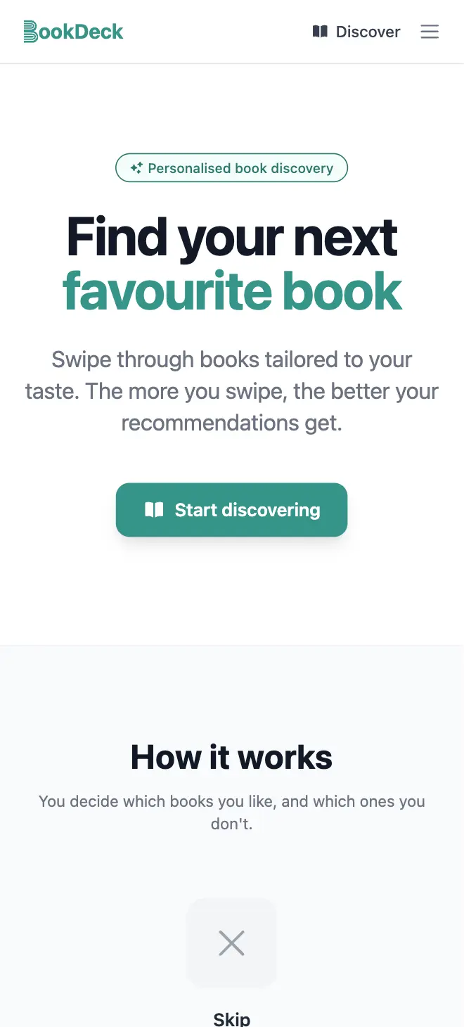 Screenshot of my application BookDeck