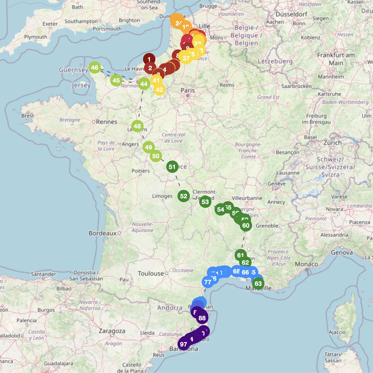 Screenshot of my interactive map